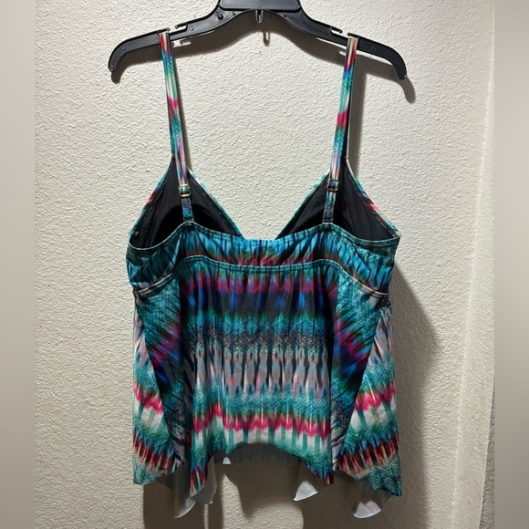 Swimsuits For All Tropiculture Women’s Multicolor V-Neck Flowy Tankini Top 16 - Picture 7 of 16